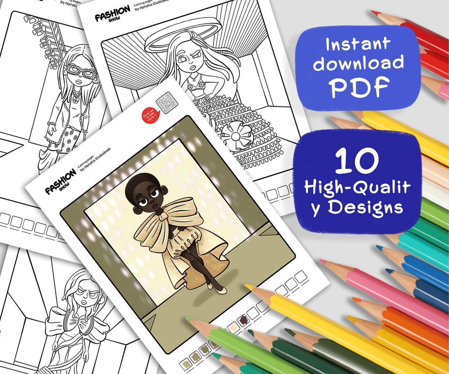 Fashion Show Coloring Pages β Set 1 (10 Printable Coloring Sheets) for Teens & Adults