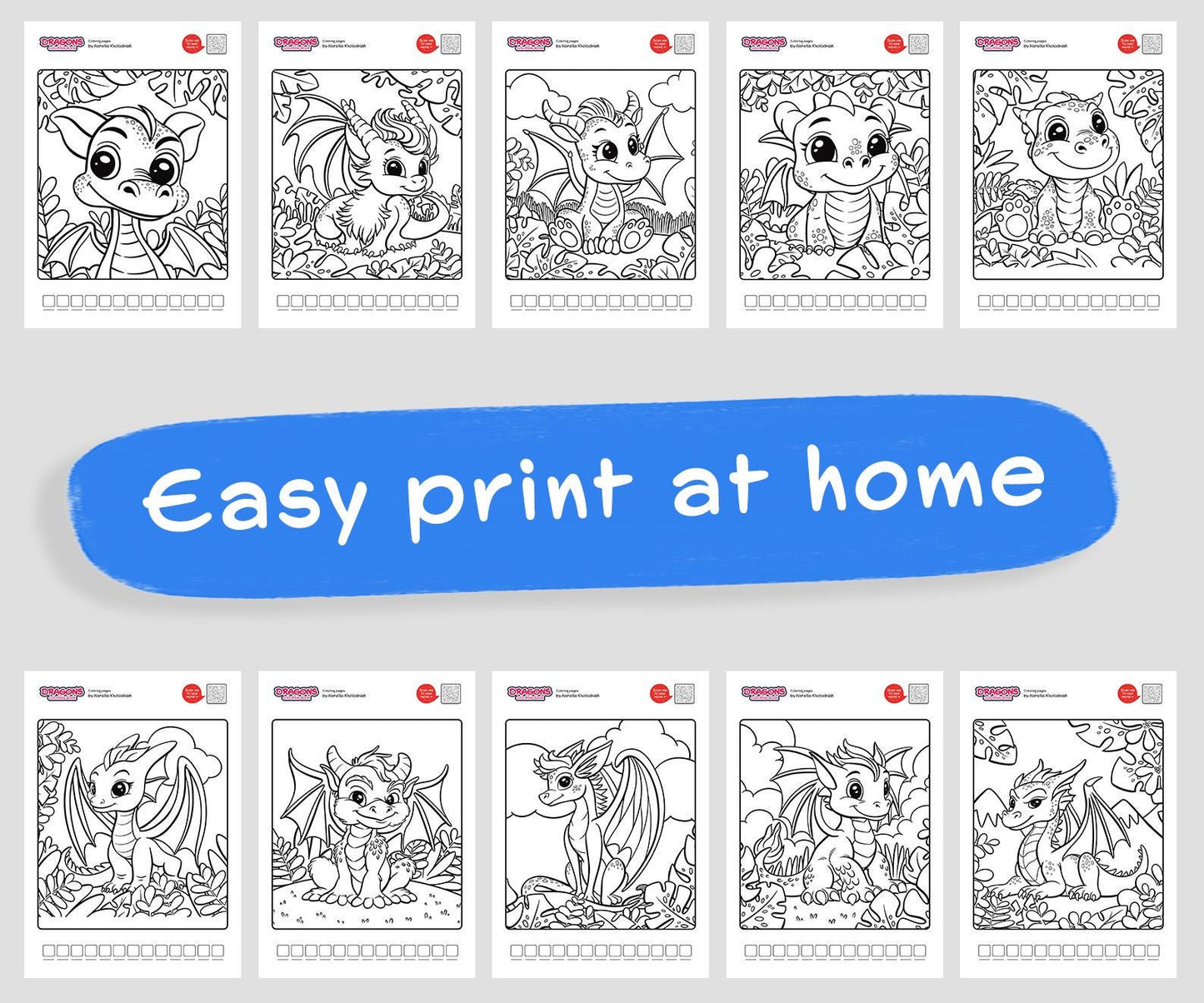 Cute Dragons Coloring Pages – 40 Printable Coloring Sheets for Kids & Adults