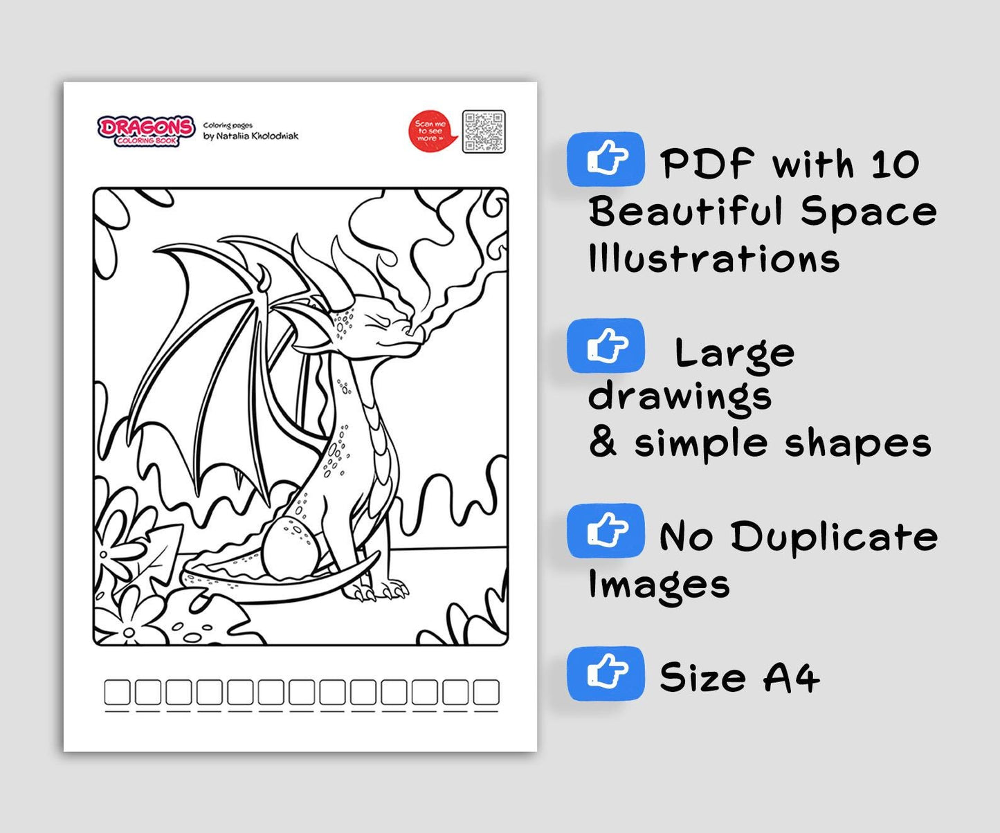 Cute Dragons Coloring Pages – Set 4 (10 Printable Coloring Pages) for Kids & Adults