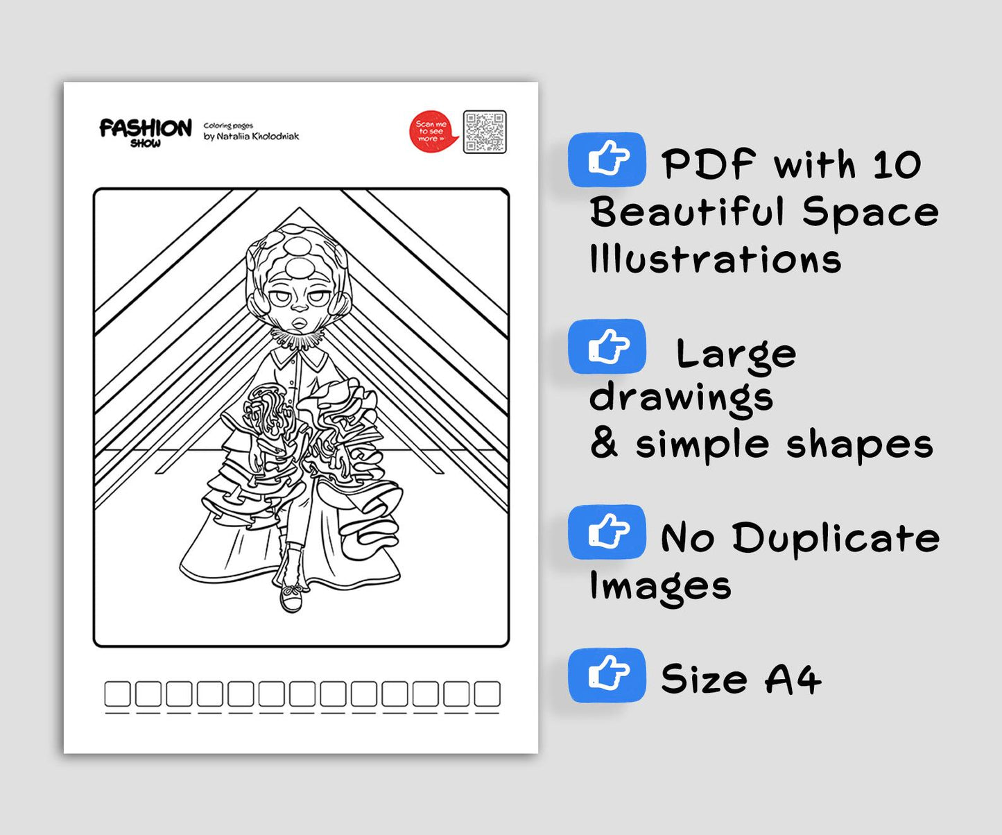 Fashion Show Coloring Pages – Set 3 (10 Printable Coloring Sheets) for Teens & Adults