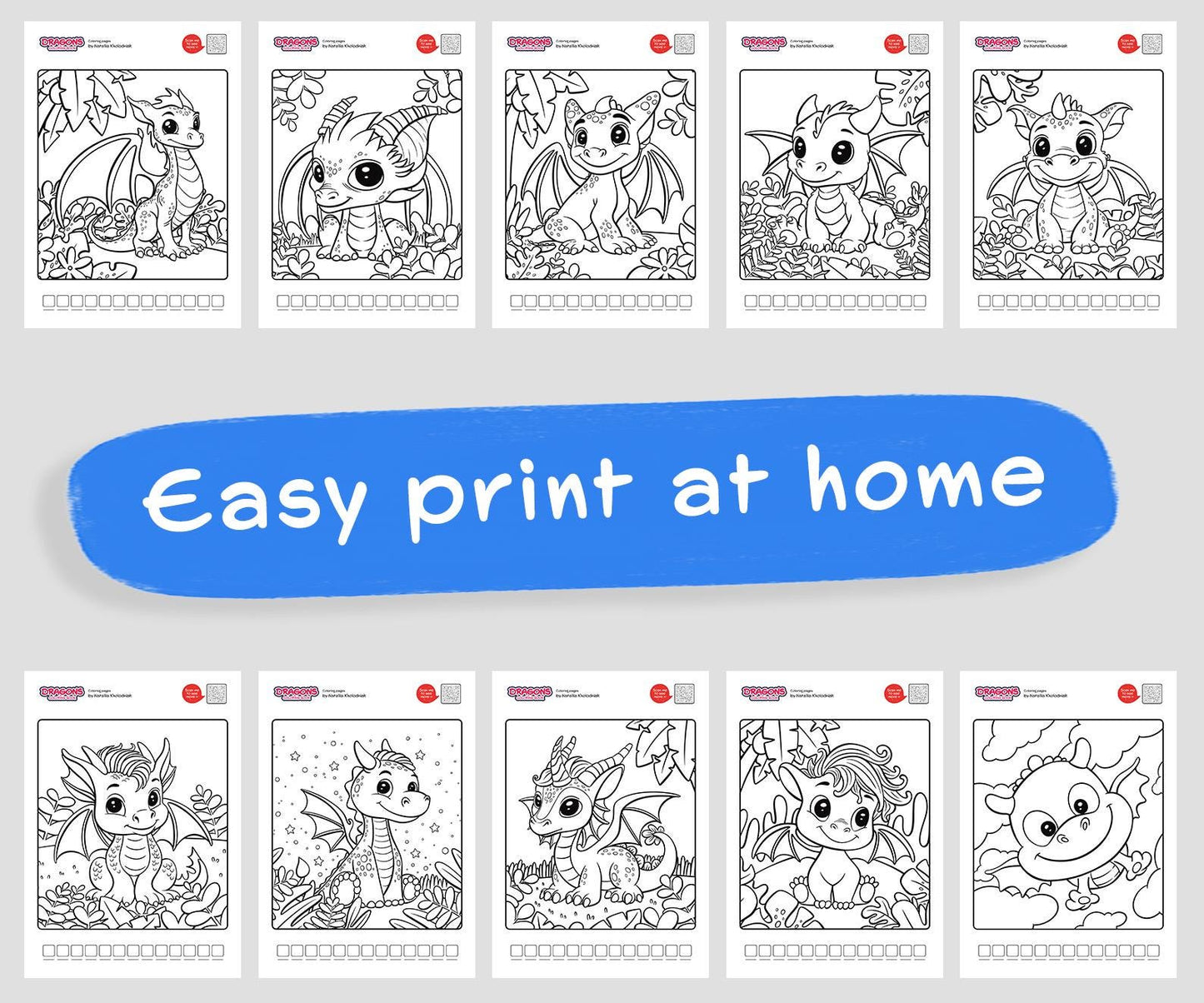 Cute Dragons Coloring Pages – 40 Printable Coloring Sheets for Kids & Adults