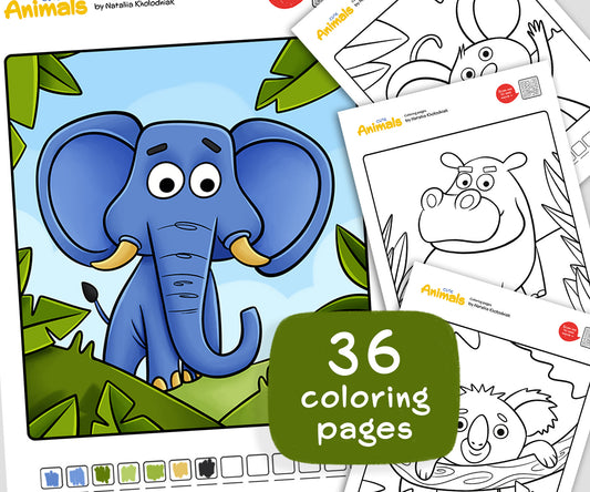Cute animals Coloring Pages – 36 Printable Kids & Adults Coloring Sheets for Fun and Relaxation