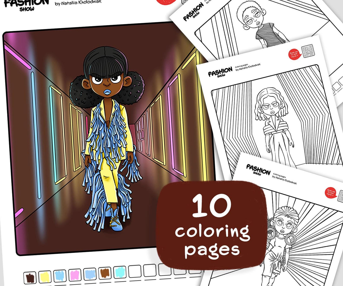Fashion Show Coloring Pages – Set 3 (10 Printable Coloring Sheets) for Teens & Adults